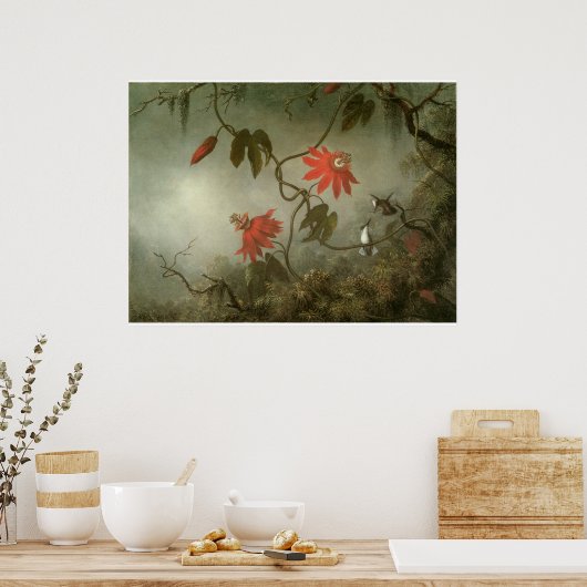Blume und Hummingbirds von Martin J Heade Poster (Küche)
