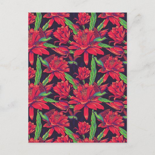 Blume und Hummingvögel Postkarte (Vorderseite)