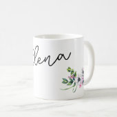 Blume und individuelle Name Kaffeetasse (VorderseiteRechts)