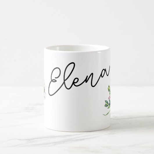 Blume und individuelle Name Kaffeetasse (Mittel)