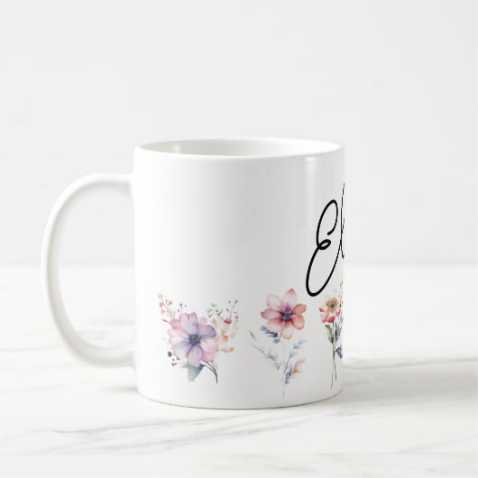 Blume und individuelle Name Kaffeetasse (Links)