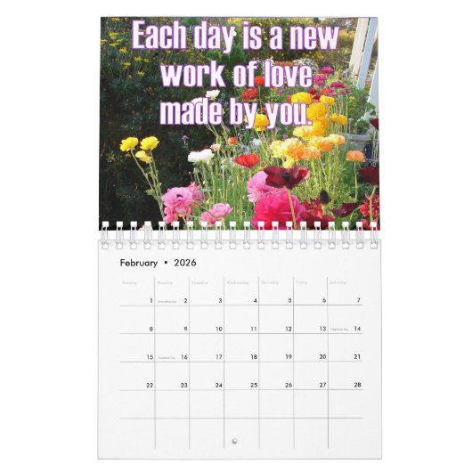 Blume- und Inspirationsquotenkalender Kalender (Feb 2026)