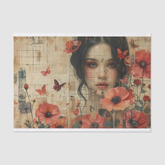 Blume und junge Frauen Seidenpapier (Vorderseite)