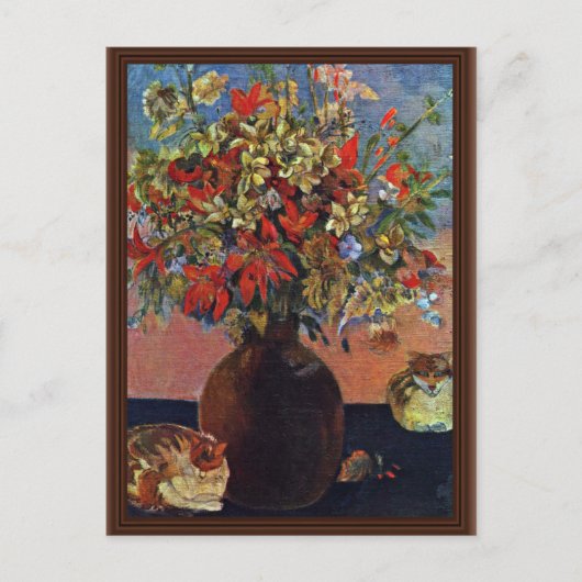 Blume und Katzen von Gauguin Paul (beste Qualität) Postkarte (Vorderseite)