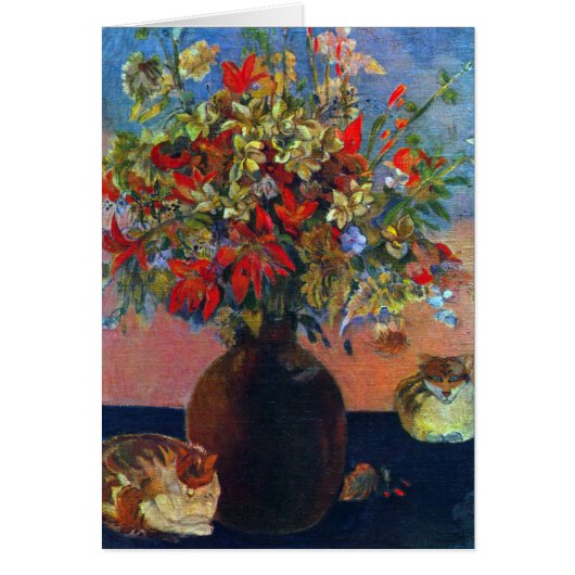 Blume und Katzen von Paul Gauguin, Vintage Kunst (Vorne)