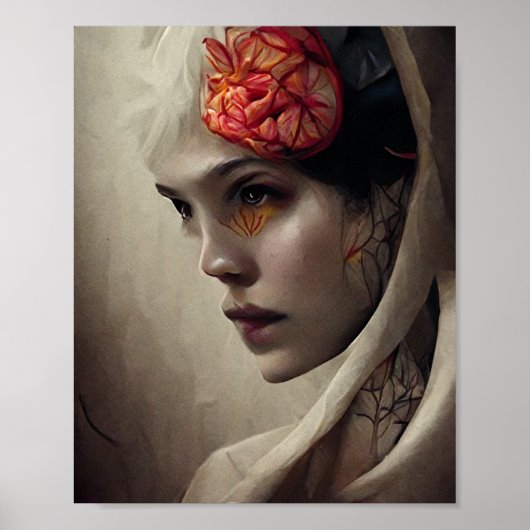 Blume und Knochen 4 Surreal Gotische Fantasie Kuns Poster (Vorne)