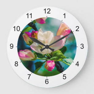 Blume und Knospen Große Wanduhr