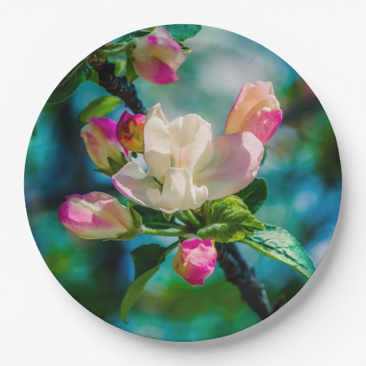 Blume und Knospen Pappteller (Vorderseite)