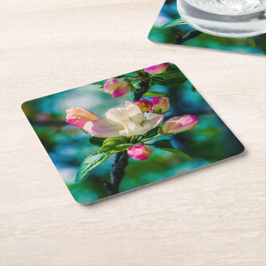 Blume und Knospen Rechteckiger Pappuntersetzer (angewinkelt)