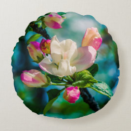 Blume und Knospen Rundes Kissen