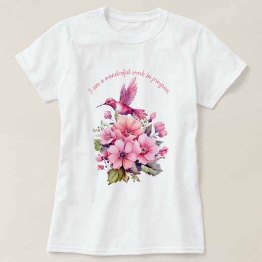 Blume- und Kolibri-Inspiration T-Shirt (Design vorne)