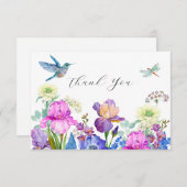 Blume und Kolibris Wasserfarbe Vielen Dank Dankeskarte (Vorne/Hinten)