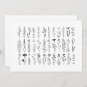 Blume und Kräuter-Tinte Zeichnend Dankeskarte (Vorne/Hinten)