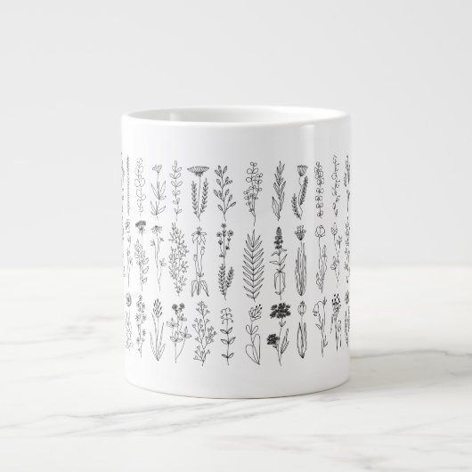 Blume und Kräuter-Tinte Zeichnend Jumbo-Tasse (Vorderseite)