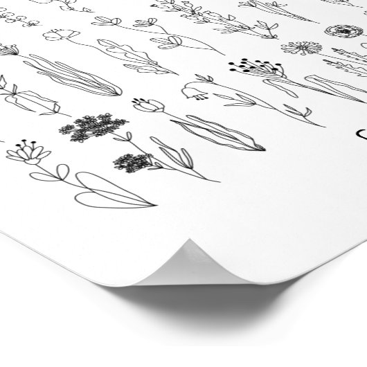 Blume und Kräuter-Tinte Zeichnend Poster (Ecke)