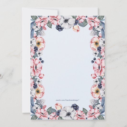 Blume und Kreuz | Boy Baptisk / Christening Einladung (Rückseite)