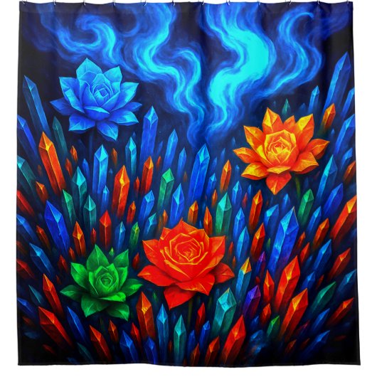 Blume und Kristalle Duschvorhang (Vorderseite)