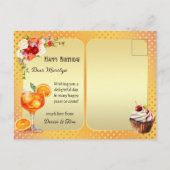 Blume und Kuchen zum Geburtstag Postkarte (Rückseite)