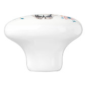 Blume und Kuhschädel Rustikale Glam Feder Keramikknauf (Seitenansicht)