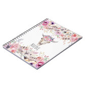 Blume und Kuhschädel Rustikaler Glam Boho Chic Notizblock (Linke Seite)