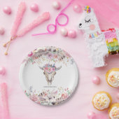 Blume und Kuhschädel Rustikales Country Glam Party Pappteller (Party)