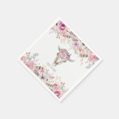 Blume und Kuhschädel Rustikales Country Glam Party Serviette (Ecke)