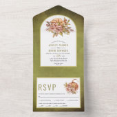 Blume und Kürbisoliven, grüne Hochzeit im Herbst All In One Einladung (Innen Boden)