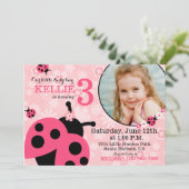 Blume und Lady Bugs zum Geburtstag einladen Einladung (Stehend Vorderseite)