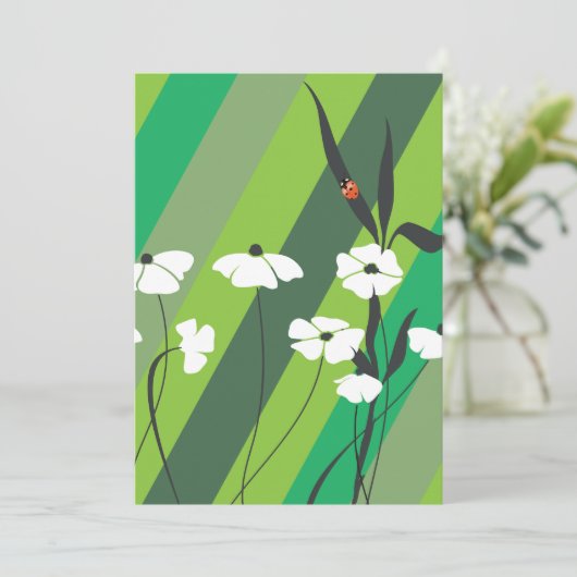 Blume und Ladybug-Einladungen Einladung (Stehend Vorderseite)