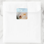 Blume und Ladybug Quadratischer Aufkleber (Tasche)