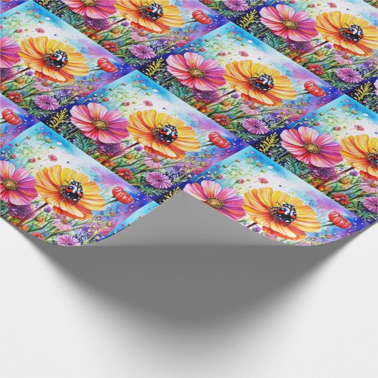 Blume und Ladybugs Geschenkpapier (Ecke)