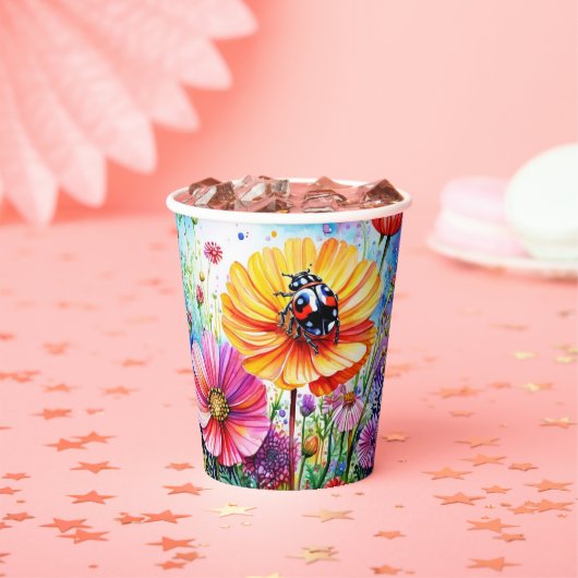 Blume und Ladybugs Pappbecher (Insitu)