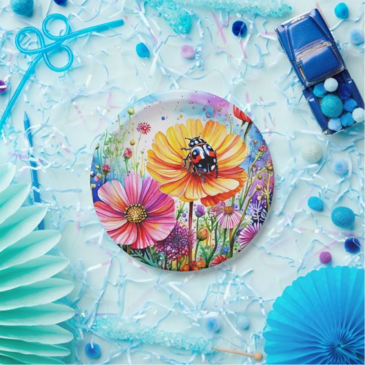 Blume und Ladybugs Pappteller (Party)