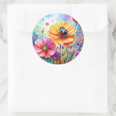 Blume und Ladybugs Runder Aufkleber (Tasche)
