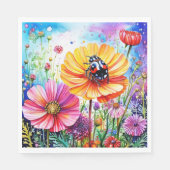 Blume und Ladybugs Serviette (Vorderseite)