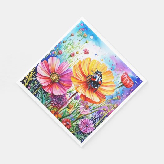 Blume und Ladybugs Serviette (Ecke)