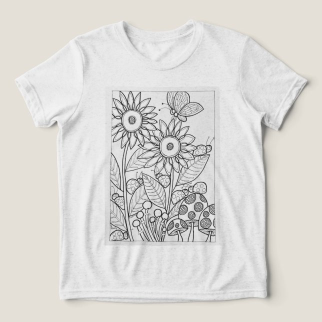 Blume und Ladybugs Tri-Blend Shirt (Design Vorderseite)