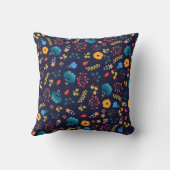 Blume und Leaf drucken schwarzes Kissen (Rückseite)