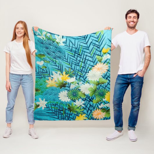 Blume und Leaf, japanisches Design Fleecedecke (Beispiel)