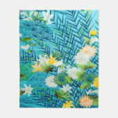 Blume und Leaf, japanisches Design Fleecedecke (Vorderseite)