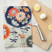 Blume und Leaf-Muster, japanisches Design Geschirrtuch (Viertel Falte)