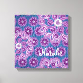 Blume und Leinwand mit denim Quadrat (Vorderseite)