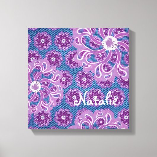 Blume und Leinwand mit denim Quadrat (Vorderseite)