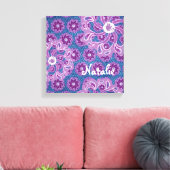 Blume und Leinwand mit denim Quadrat (Insitu (Wohnzimmer))