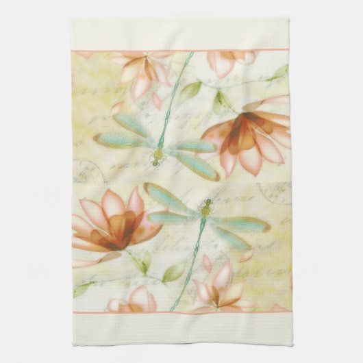 Blume und Libellen Geschirrtuch (Vertikal)