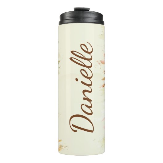 Blume und Libellen personalisiert Thermosbecher (Vorderseite)