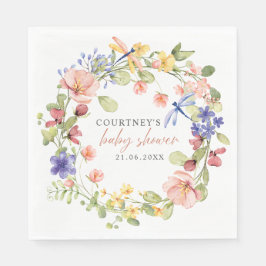 Blume und Libellen Romantische Babydusche Serviette