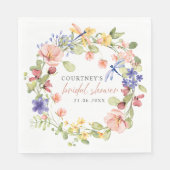 Blume und Libellen Romantisches Brautparty Serviette (Vorderseite)