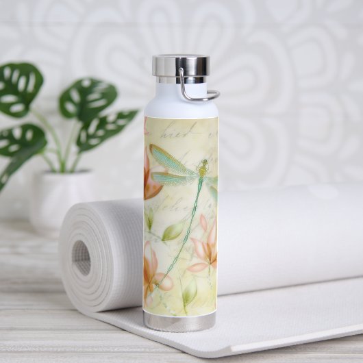 Blume und Libellen Trinkflasche (Yoga)