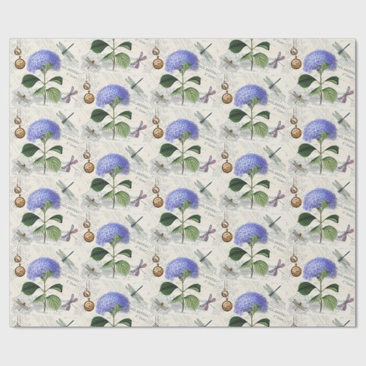 Blume und Libellen Vintages Land Geschenkpapier (Flach)